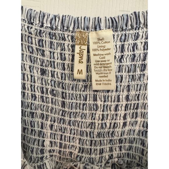 JAPNA Blue & White Striped Wide-Leg Cottage Jumpsuit Size M - Picture 5 of 8